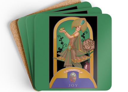 Libra Zodiac Design – October & Opal, Tourmaline by Sofia Chiostri | Corkwood Coaster Set