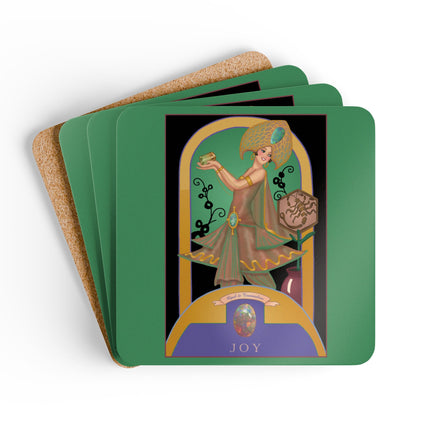 Libra Zodiac Design – October & Opal, Tourmaline by Sofia Chiostri | Corkwood Coaster Set