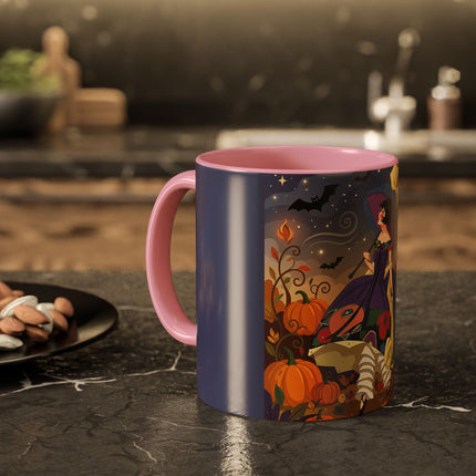 🌙🎃 The Moonlit Garden Walk Colorful Mug – Elegant Halloween Charm