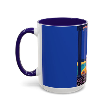 The Moonlit Promenade Colorful Mug (11oz, 15oz) – Blush Elegance, Coastal Romance & Art Deco Style