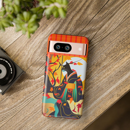 Black Cat in Kimono Phone Cases