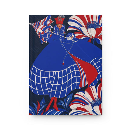💙🌺 The Lady Of The Royal Blossom Garden Hardcover Journal – Art Deco Floral Splendor