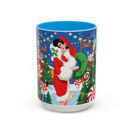 🦌🍬 The Lady Of The Peppermint Christmas Garden Colorful Mug – Colorful Art Deco Holiday Fantasy
