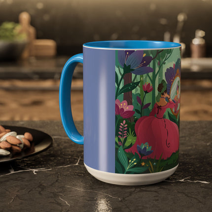 The Lady Of The Enchanted Mirror Colorful Mugs – Art Deco Botanical Elegance