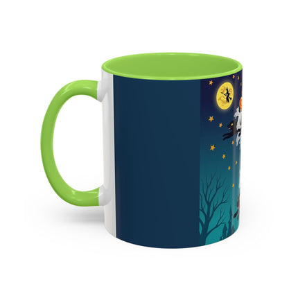 🐈‍⬛🎃 The Flying Black Cats Of Halloween Colorful Mug – Whimsical Storybook Charm