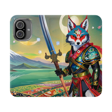 🐕⚔️ Cyberpunk Samurai Dog Flip Case – Futuristic Honor & Kitsune Spirit