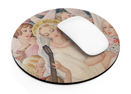 Madonna with Child Surrounded by Musical Angels by Gerda Wegener Mouse Pad, Round and Rectangle