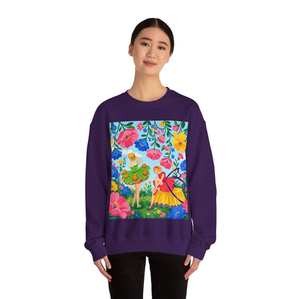 🌸🧚 The Fairies In The Flower Garden Crewneck Sweatshirt – Art Deco Floral Whimsy