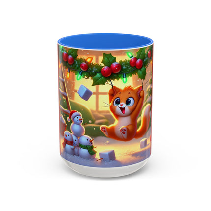 Naughty or Nice Kitten Christmas Colorful Mugs (11oz, 15oz)