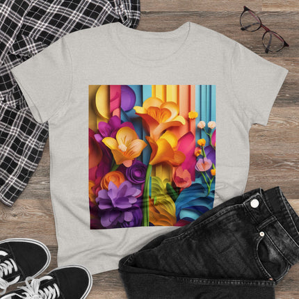 The Graceful Freesia Women's Midweight Cotton Tee