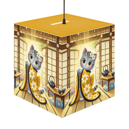 🐱🍵 Playful Kitten in the Tea Room Light Cube Lamp – Curious Charm & Cozy Whimsy