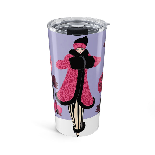 🌹❄️ The Lady Of The Winter Orchid Garden Tumbler – Art Deco Floral Elegance