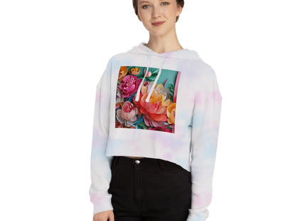 Peonies in Full Bloom Women’s Cropped Hooded Sweatshirt