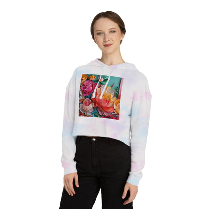 Peonies in Full Bloom Women’s Cropped Hooded Sweatshirt