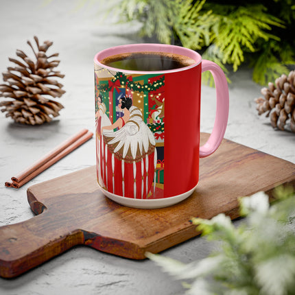 🎄💃 The Christmas Mirror Duet Colorful Mug – Art Deco Holiday Elegance