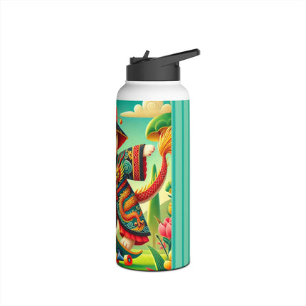 Dragon Dance on Wheels Stainless Steel Water Bottle, Standard Lid