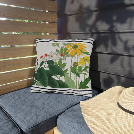 Clerodendrum & Rudbeckia Flower by Tanigami Kônan Outdoor Pillows