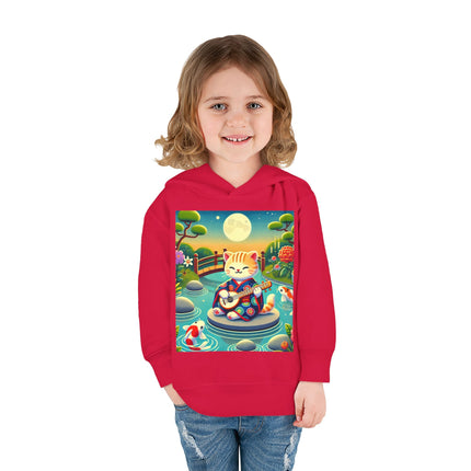 Melodic Kitten by the Koi Pond Toddler Pullover Fleece Hoodie