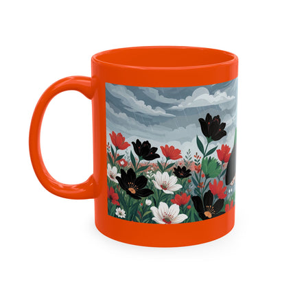 🌺☔ The Lady In The Stormy Flower Garden Ceramic Mug – Art Deco Fashion Elegance