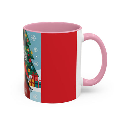 ❤️ The Lady Of The Crimson Scarf Colorful Mug – Art Deco Christmas Elegance