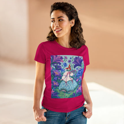 🌸🎶 The Garden Melody Cotton Tee – Art Deco Floral Whimsy
