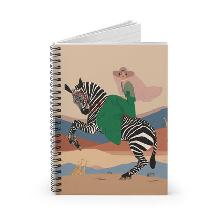 Zebra Rider Spiral Notebook – Safari Chic & Art Deco Adventure
