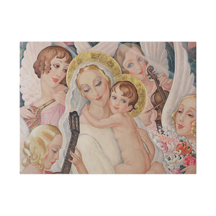 Madonna with Child and Musical Angels – 1935 Art Deco Painting by Gerda Wegener