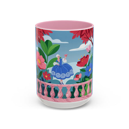 The Lady Of The Blossoming Terrace Colorful Mugs – Art Deco Floral Garden Elegance