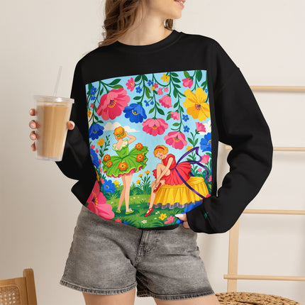 🌸🧚 The Fairies In The Flower Garden Crewneck Sweatshirt – Art Deco Floral Whimsy