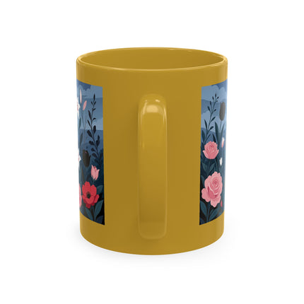 🌹🖤 The Lady Of The Midnight Rose Garden Ceramic Mug – Art Deco Floral Elegance