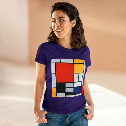 Composition with Red, Yellow, Blue, and Black by Piet Mondrian Women's Midweight Cotton Tee