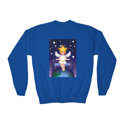 Celestial Magic Youth Crewneck Sweatshirt – Dreamy Night Sky & Angelic Wonder