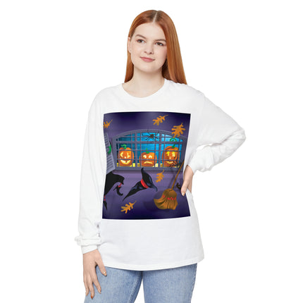 Whimsical Halloween Mischief Unisex Garment-dyed Long Sleeve T-Shirt