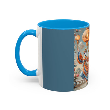 Golden Dragon & Lantern Lady Colorful Mug – Imperial Dragon & Elegant Harmony