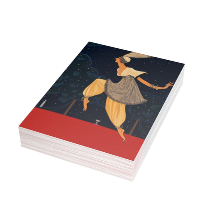 🌙✨ The Lady Dancing Beneath The Stars Postcard Bundles – Art Deco Midnight Elegance