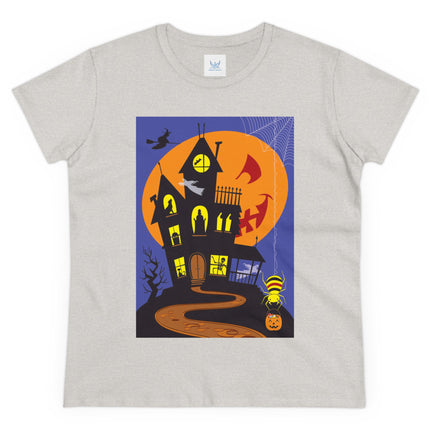 Halloween Night at the Haunted House Women's Midweight Cotton Tee