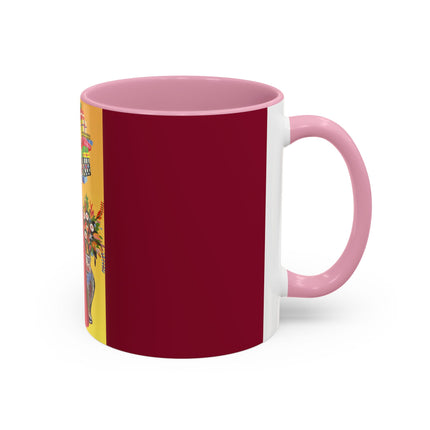 Elegant Holiday Woman with Gifts Colorful Mugs (11oz, 15oz)
