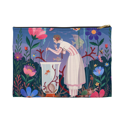 🐠🌸 The Enchanted Aquarium Garden Accessory Pouch – Art Deco Underwater Fantasy