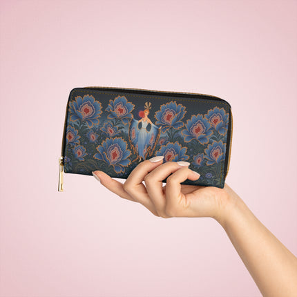 🌸🦋 The Enchanted Blue Blossom Dancer Wallet – Art Deco Floral Fantasy