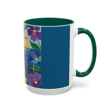 The Lady Of The Golden Horizon Colorful Mugs – Art Deco Coastal Elegance