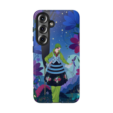 🌸🐦 The Lady Of The Midnight Bird Garden Phone Case – Art Deco Floral Fantasy