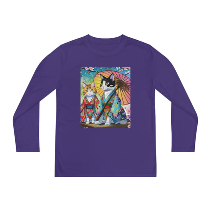 Kimono Kitties Youth Long Sleeve Competitor Tee – Anime Charm & Whimsical Elegance