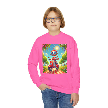 The Traveling Robot Youth Crewneck Sweatshirt – Adventure, Curiosity & Playful Discovery