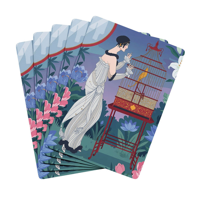 🐦🌸 Whispers To The Golden Songbird Playing Cards – Art Deco Garden Elegance