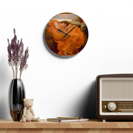 Flaming June by Frederic Leighton Acrylic Wall Clock, Round and Square