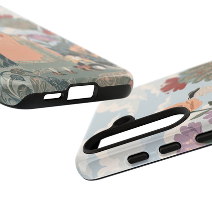 🌹🐈 The Lady And Puss In Boots Phone Case – Art Deco Floral Whimsy