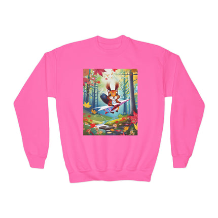 Acorn Aviator Youth Crewneck Sweatshirt – Woodland Flight & Playful Imagination