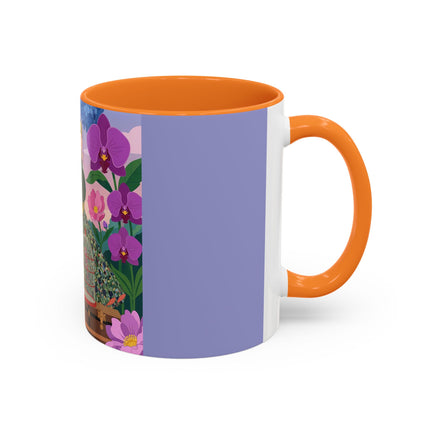 The Lady And The Crimson Birdcage Colorful Mugs – Art Deco Tropical Garden Elegance
