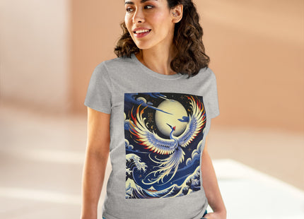 Majestic White Crane Women's Midweight Cotton Tee