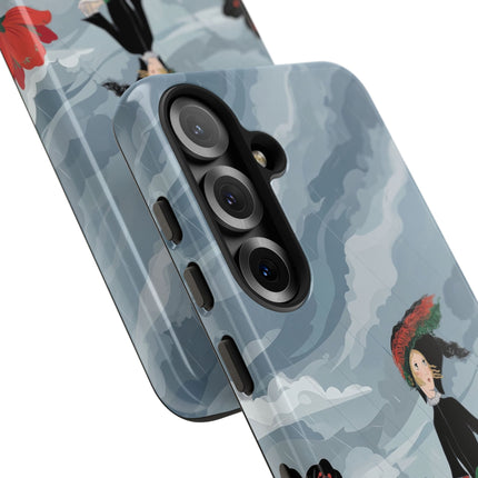 🌧️🌺 The Stormy Flower Walk Phone Case – Art Deco Floral Fashion